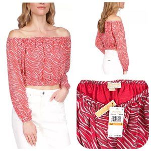 NWT Zebra-Print Off-The-Shoulder Top Michael Kors $140